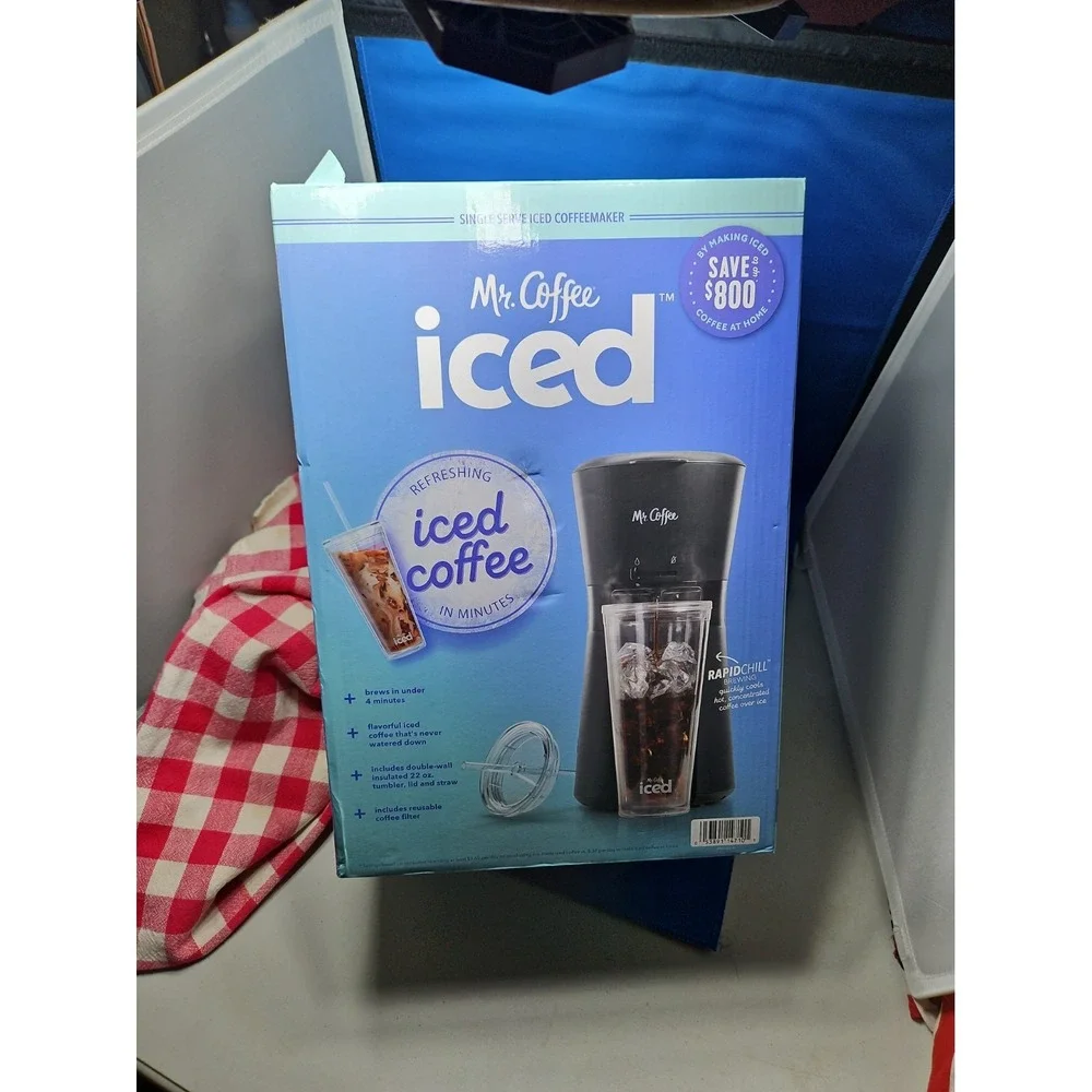 MR. COFFEE Single-Serve Iced Coffee Maker w/RAPID CHILL New Reusable Tumbler